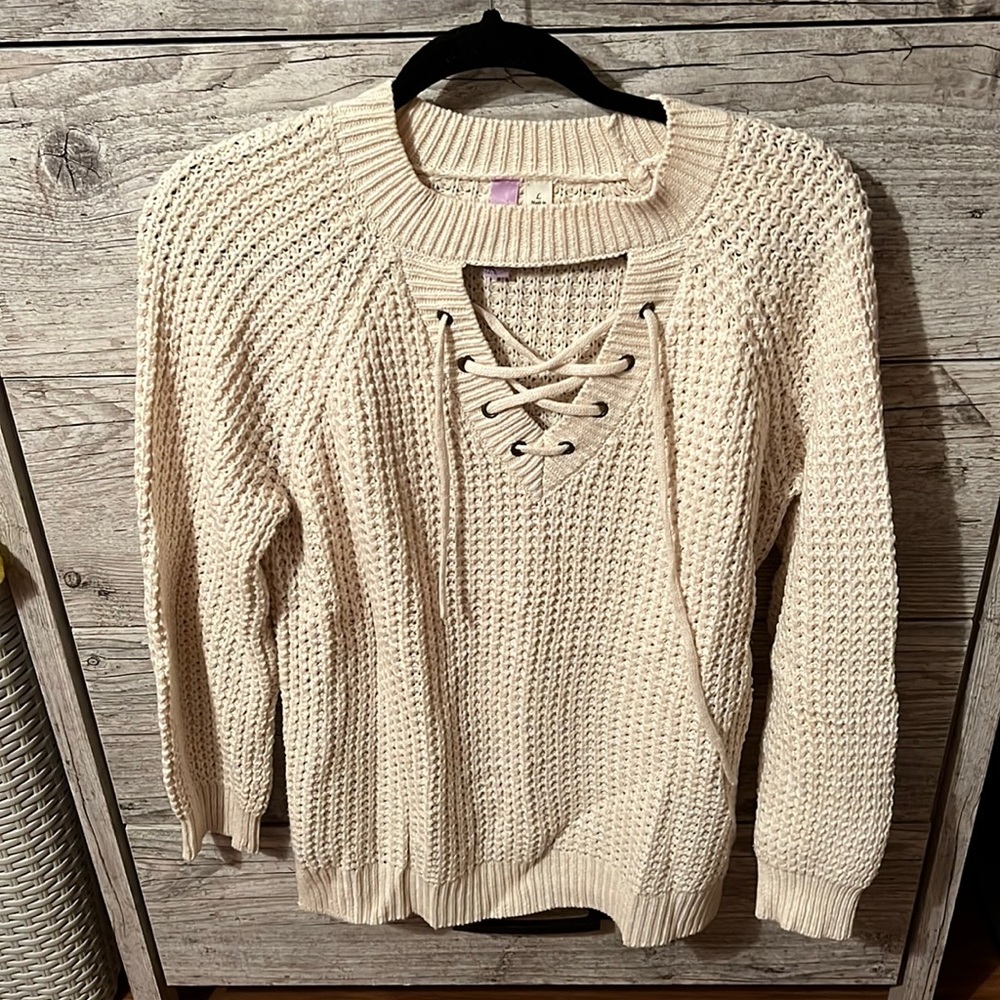 Lace up sweater